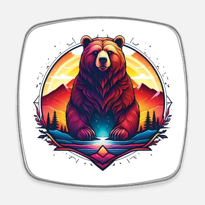 Bear_01 - Viereckiger Kühlschrankmagnet - Weiß