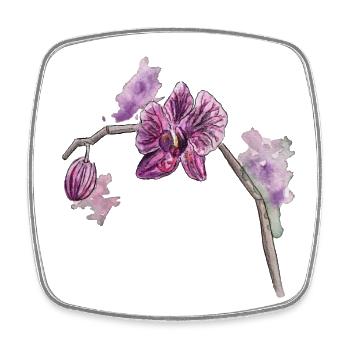 Orchidee - Pflanze - Blume - Viereckiger Kühlschrankmagnet - Weiß - Vorne