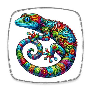 Gecko - Viereckiger Kühlschrankmagnet - Weiß - Vorne