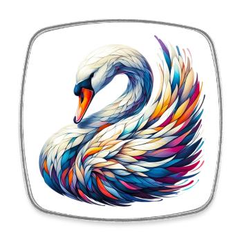 Cygne - Magnet carré - blanc - Devant