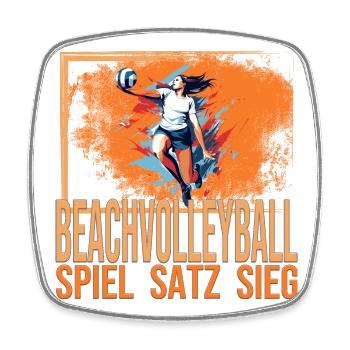Spiel - Satz - Sieg - Beachvolleyball - Viereckiger Kühlschrankmagnet - Weiß - Vorne