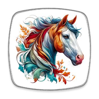 Horse - Square fridge magnet - white - Front