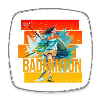 Badminton - Viereckiger Kühlschrankmagnet - Weiß - Vorne