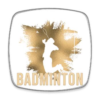 Badminton - Viereckiger Kühlschrankmagnet - Weiß - Vorne