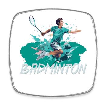 Badminton - Viereckiger Kühlschrankmagnet - Weiß - Vorne