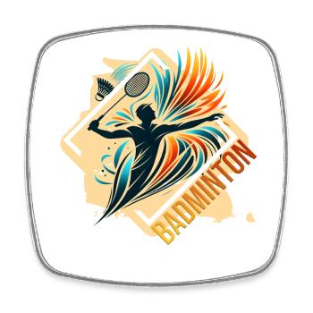Badminton - Viereckiger Kühlschrankmagnet - Weiß - Vorne