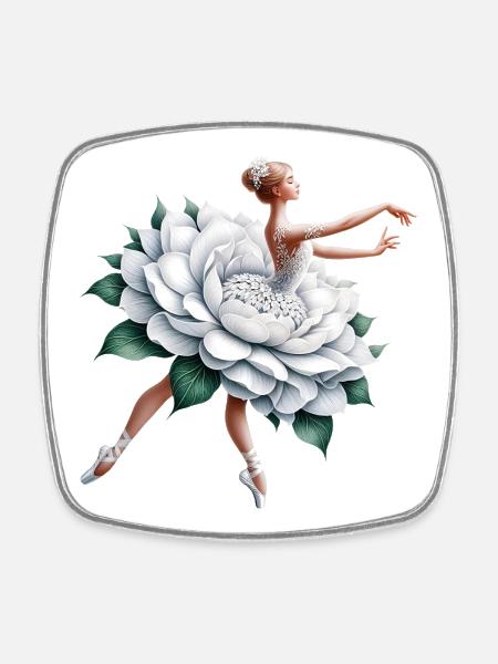 Danseuse de ballet avec tutu - Magnet carré - blanc