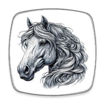Horse - Square fridge magnet - white - Front