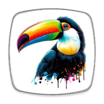 Toucan - Magnet carré - blanc - Devant