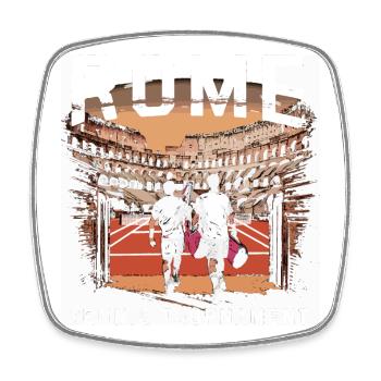 Tennis Rom Turnier Rome Vintage Shirt - Viereckiger Kühlschrankmagnet - Weiß - Vorne