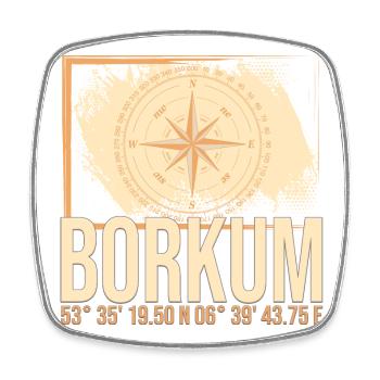 Borkum Koordinaten - Viereckiger Kühlschrankmagnet - Weiß - Vorne