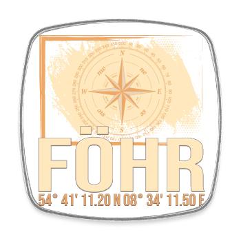 Föhr Koordinaten - Viereckiger Kühlschrankmagnet - Weiß - Vorne