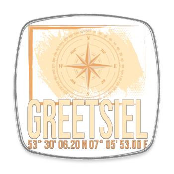 Greetsiel Koordinaten - Viereckiger Kühlschrankmagnet - Weiß - Vorne
