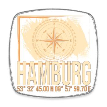 Hamburg Koordinaten - Viereckiger Kühlschrankmagnet - Weiß - Vorne