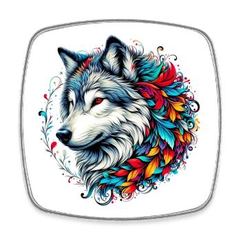 Loup - Magnet carré - blanc - Devant