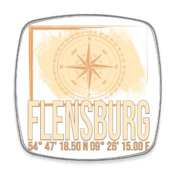Flensburg Koordinaten - Viereckiger Kühlschrankmagnet - Weiß - Vorne