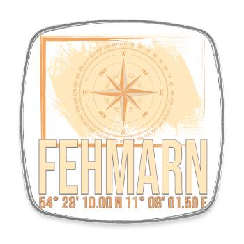 Fehmarn Koordinaten - Viereckiger Kühlschrankmagnet - Weiß - Vorne