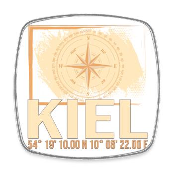 Kiel Koordinaten - Viereckiger Kühlschrankmagnet - Weiß - Vorne