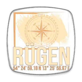 Rügen Koordinaten - Viereckiger Kühlschrankmagnet - Weiß - Vorne