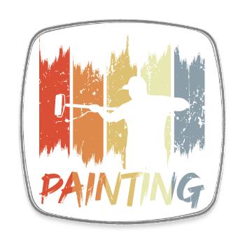 Retro Painter - Square fridge magnet - white - Front