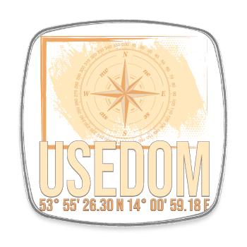 Usedom Koordinaten - Viereckiger Kühlschrankmagnet - Weiß - Vorne