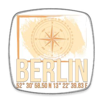 Berlin Koordinaten - Viereckiger Kühlschrankmagnet - Weiß - Vorne
