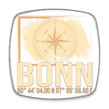 Bonn Koordinaten - Viereckiger Kühlschrankmagnet - Weiß - Vorne