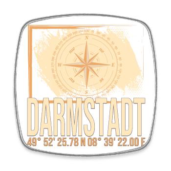 Darmstadt Koordinaten - Viereckiger Kühlschrankmagnet - Weiß - Vorne
