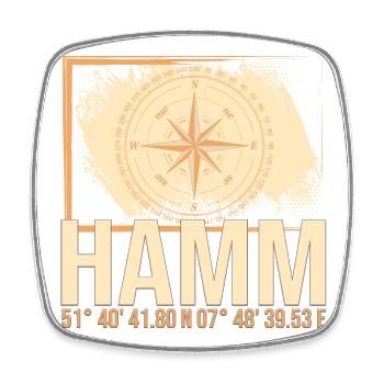 Hamm Koordinaten - Viereckiger Kühlschrankmagnet - Weiß - Vorne