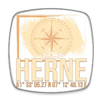 Herne Koordinaten - Viereckiger Kühlschrankmagnet - Weiß - Vorne