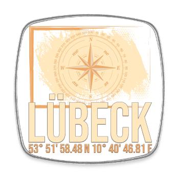 Lübeck Koordinaten - Viereckiger Kühlschrankmagnet - Weiß - Vorne