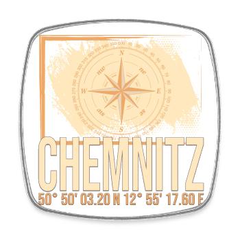 Chemnitz Koordinaten - Viereckiger Kühlschrankmagnet - Weiß - Vorne