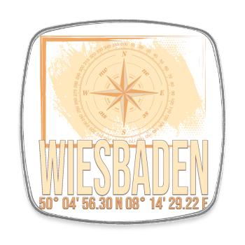 Wiesbaden Koordinaten - Viereckiger Kühlschrankmagnet - Weiß - Vorne