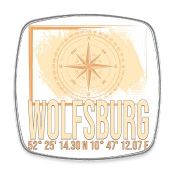 Wolfsburg Koordinaten - Viereckiger Kühlschrankmagnet - Weiß - Vorne