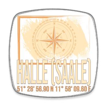 Halle Saale Koordinaten - Viereckiger Kühlschrankmagnet - Weiß - Vorne