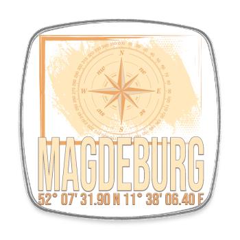 Magdeburg Koordinaten - Viereckiger Kühlschrankmagnet - Weiß - Vorne