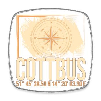 Cottbus Koordinaten - Viereckiger Kühlschrankmagnet - Weiß - Vorne