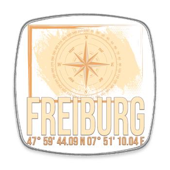 Freiburg Koordinaten - Viereckiger Kühlschrankmagnet - Weiß - Vorne