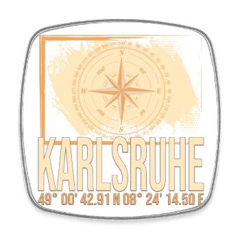 Karlsruhe Koordinaten - Viereckiger Kühlschrankmagnet - Weiß - Vorne