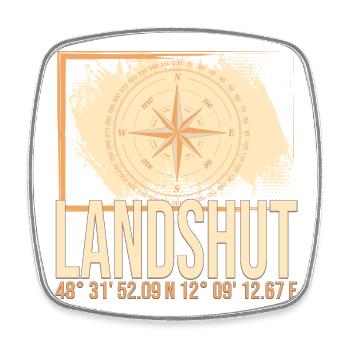 Landshut Koordinaten - Viereckiger Kühlschrankmagnet - Weiß - Vorne