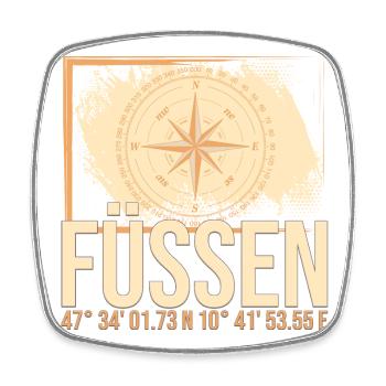 Füssen Koordinaten - Viereckiger Kühlschrankmagnet - Weiß - Vorne