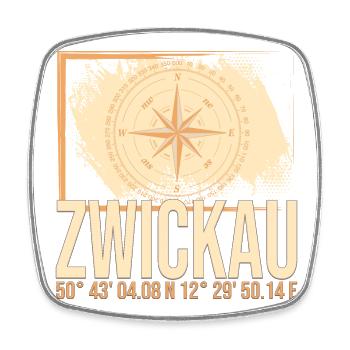 Zwickau Koordinaten - Viereckiger Kühlschrankmagnet - Weiß - Vorne