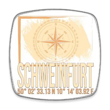 Schweinfurt Koordinaten - Viereckiger Kühlschrankmagnet - Weiß - Vorne