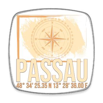 Passau Koordinaten - Viereckiger Kühlschrankmagnet - Weiß - Vorne