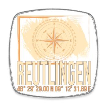 Reutlingen Koordinaten - Viereckiger Kühlschrankmagnet - Weiß - Vorne