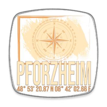 Pforzheim Koordinaten - Viereckiger Kühlschrankmagnet - Weiß - Vorne