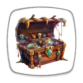 Schatzkiste Loot RPG Gamer Rollenspiel Shirt - Viereckiger Kühlschrankmagnet - Weiß - Vorne