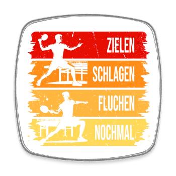 Zielen-Schlagen-Fluchen-Nochmal - Tischtennis - Viereckiger Kühlschrankmagnet - Weiß - Vorne