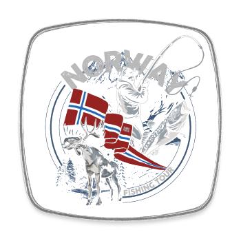 NORWAY FISHING TOUR - Moose Edition - Viereckiger Kühlschrankmagnet - Weiß - Vorne