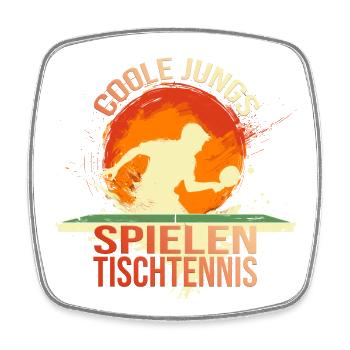Coole Jungs spielen Tischtennis - Viereckiger Kühlschrankmagnet - Weiß - Vorne